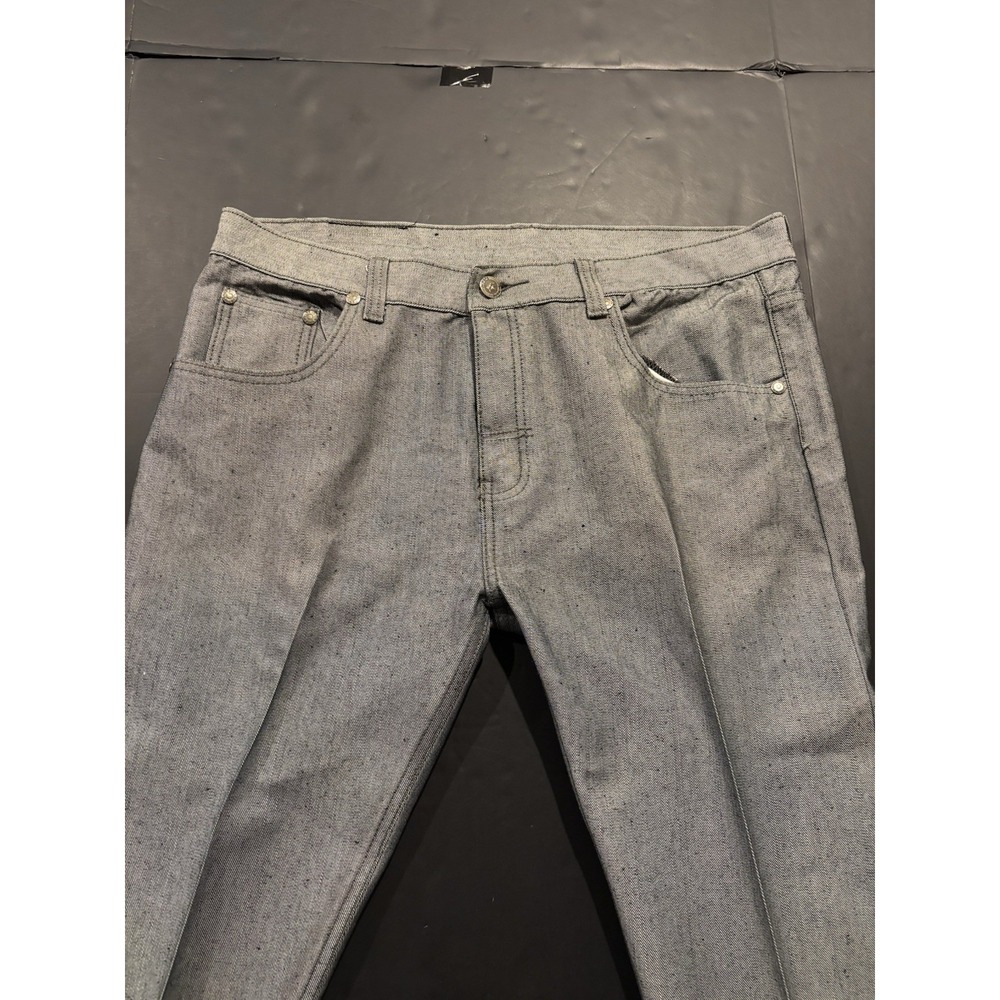 Red Ape Men's Vintage Grey Denim Straight Leg Jeans with Varsity Patch - 40Wx31L
